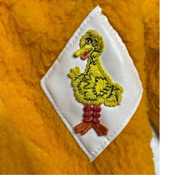 Rare Vintage Sesame‎ Street Muppet Big Bird Zip Hooded Fuzzy Jacket Yellow - Picture 10 of 13